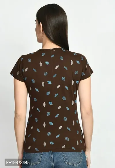 Stylish Brown Cotton Printed Tshirt For Women-thumb5