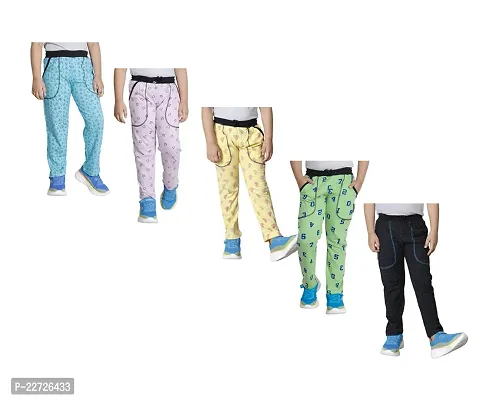 Stylish Cotton Multicoloured Track Pant For Boys Pack Of 5