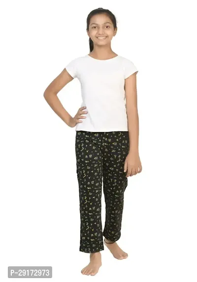 Stylish Black Cotton Printed Pyjama For Girls Pack Of 2-thumb2