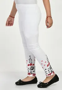 Fabulous White Cotton Printed Leggings For Girls-thumb2