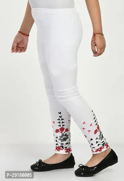 Fabulous White Cotton Printed Leggings For Girls-thumb3