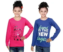 IndiWeaves Girls Cotton Full Sleeve Printed T-Shirt Pack of 2-thumb1