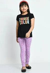 Stylish Multicoloured Cotton Printed Leggings For Girls Pack Of 3-thumb1