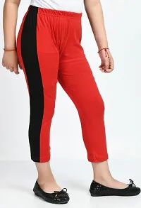 Stylish Red Cotton Solid Capris For Girls-thumb2