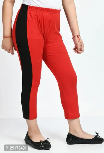 Stylish Red Cotton Solid Capris For Girls-thumb3