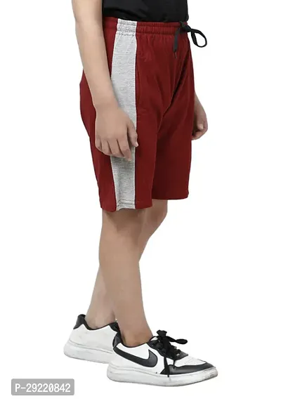 Stylish Maroon Cotton Solid Shorts For Boys