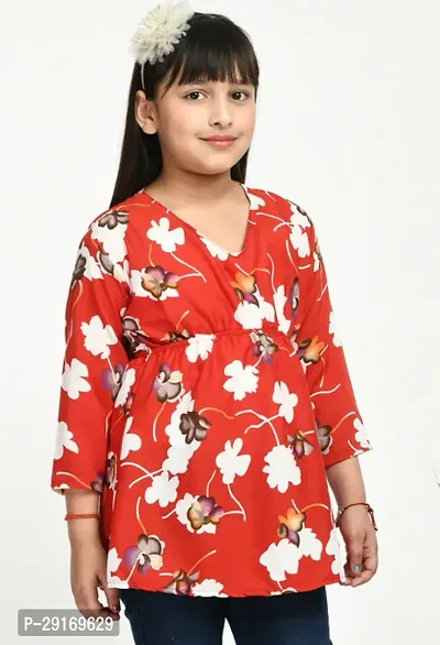 Stylish Multicoloured Crepe Printed Top For Girls Pack Of 2-thumb3