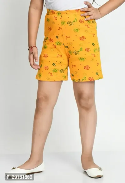 Fabulous Yellow Cotton Printed Shorts Hot Pant For Girls-thumb0