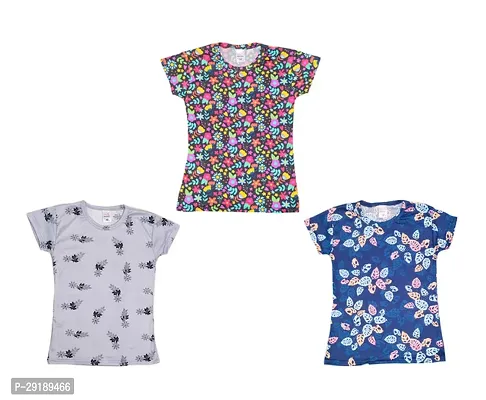 Stylish Polyester Printed Tshirt For Girls Pack of 3