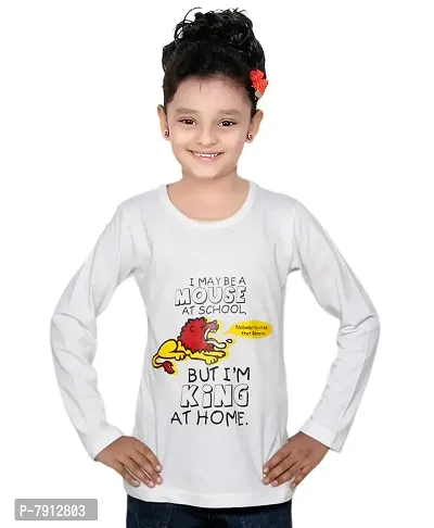 IndiWeaves Girls Cotton Full Sleeves Printed T-Shirt(10200-09-IW-L2_White_11-12 Years)-thumb2