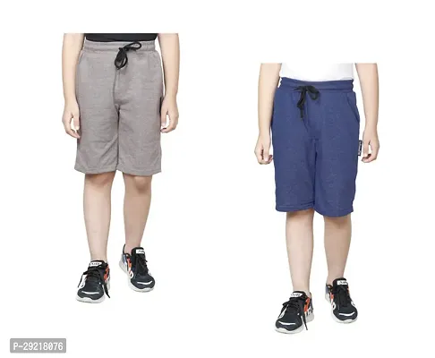 Elegant Polyester Solid Shorts For Boys Pack Of 2