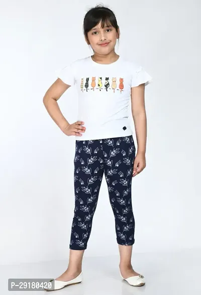 Fabulous Multicoloured Cotton Printed Capri For Girls Pack Of 2-thumb2