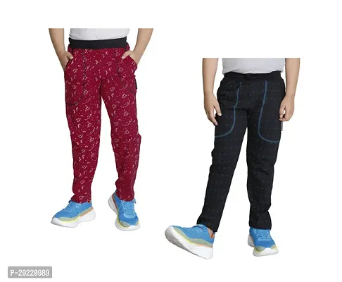 Stylish Multicoloured Cotton Printed Track Pant For Boys Pack Of 2