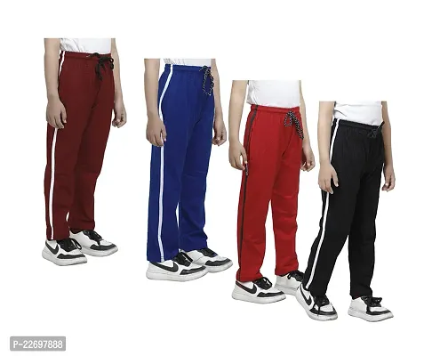 Charming Multicoloured Cotton Solid Track Pant For Boys Pack Of 4