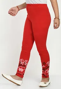 Fabulous Red Cotton Printed Leggings For Girls-thumb2