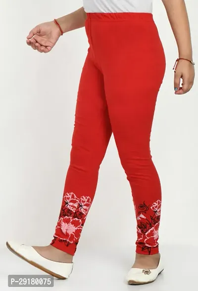 Fabulous Red Cotton Printed Leggings For Girls-thumb3