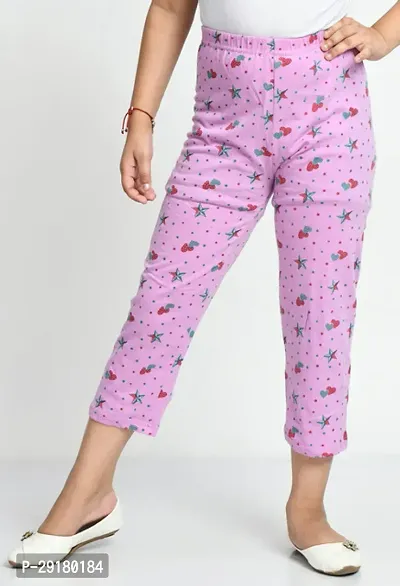 Stylish Pink Cotton Printed Pyjama For Girl