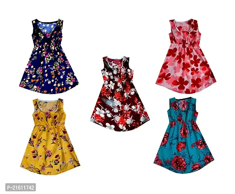 Girls Stylish Floral Printed Frock Dress