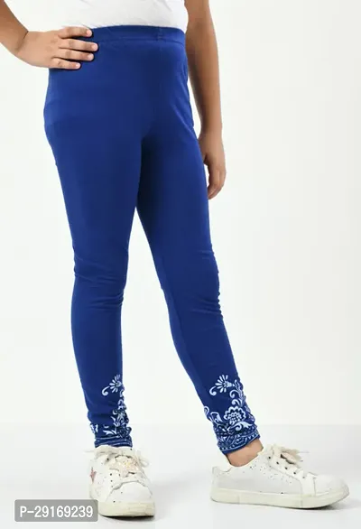 Stylish Blue Cotton Printed Leggings For Girl-thumb5