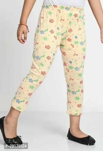 Fabulous Beige Cotton Printed Capri For Girls-thumb4