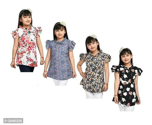 Beautiful Multicoloured Crepe Tops Pack Of 4