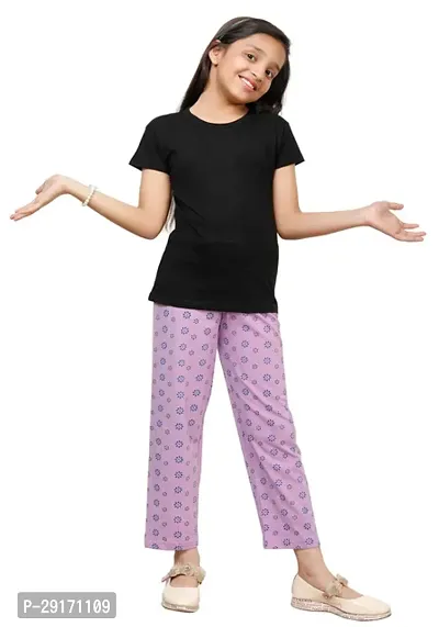 Stylish Multicoloured Cotton Printed Pyjama Lower Pant For Girls Pack Of 2-thumb2