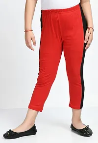 Stylish Red Cotton Solid Capris For Girls-thumb3