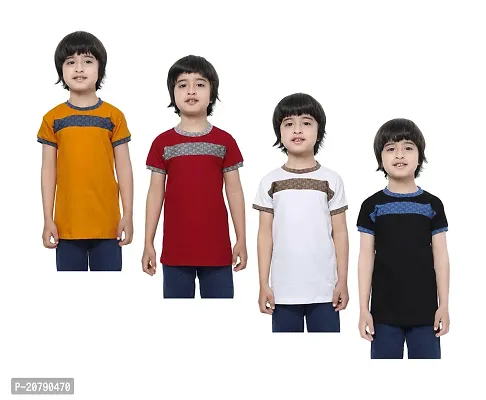 Stylish Multicoloured Cotton Colourblocked Tees For Boys Pack Of 4