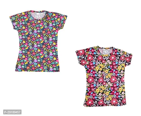 Stylish Polyester Printed Tshirt For Girls Pack of 2