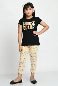 Fabulous Beige Cotton Printed Capri For Girls-thumb1