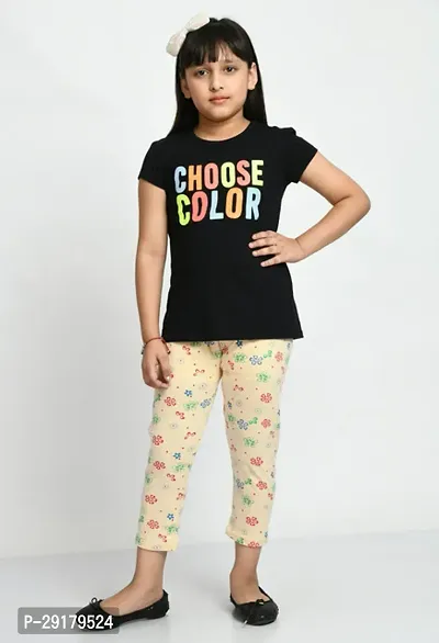 Fabulous Beige Cotton Printed Capri For Girls-thumb2