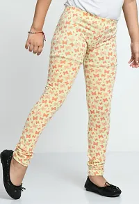 Stylish Yellow Cotton Printed Leggings For Girls-thumb3