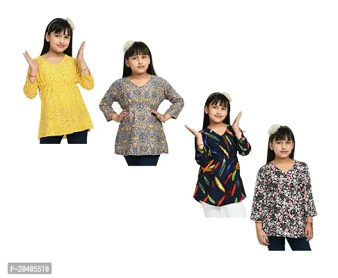 Beautiful Multicoloured Crepe Tops Pack Of 4-thumb0