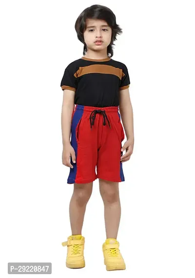 Stylish Red Cotton Solid Shorts For Boys-thumb2
