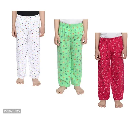 Stylish Cotton Printed Pyjama For Girls Pack Of 3-thumb0