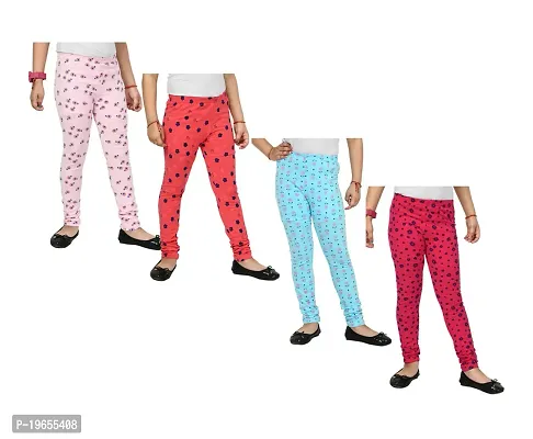 Fabulous Multicoloured Cotton Printed Leggings For Girls Pack Of 4
