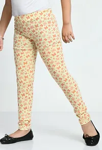 Stylish Yellow Cotton Printed Leggings For Girls-thumb2