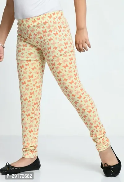 Stylish Yellow Cotton Printed Leggings For Girls-thumb3