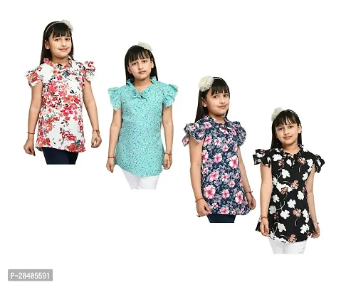 Beautiful Multicoloured Crepe Tops Pack Of 4