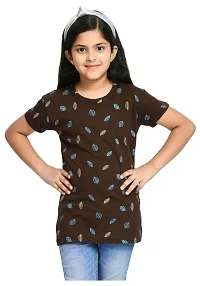 Stylish Multicoloured Cotton Printed T-Shirt For Girl Pack Of 3-thumb2