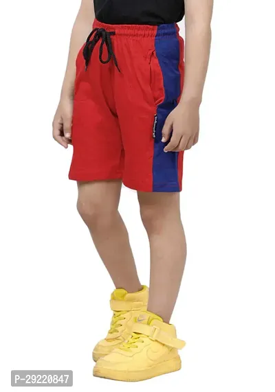 Stylish Red Cotton Solid Shorts For Boys-thumb3