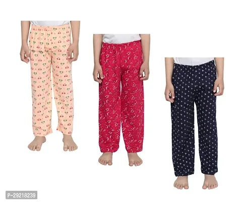 Stylish Cotton Printed Pyjama For Girls Pack Of 3