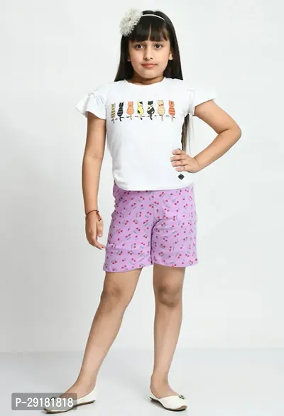 Fabulous Magenta Cotton Printed Shorts Hot Pant For Girls-thumb2