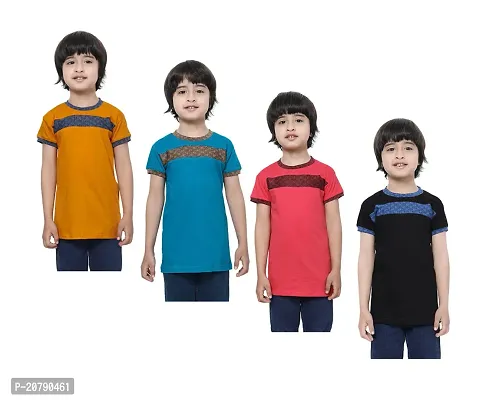 Stylish Multicoloured Cotton Colourblocked Tees For Boys Pack Of 4