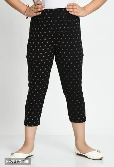 Fabulous Black Cotton Printed Capri For Girls-thumb0