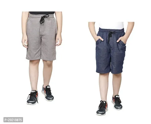 Elegant Polyester Solid Shorts For Boys Pack Of 2-thumb0