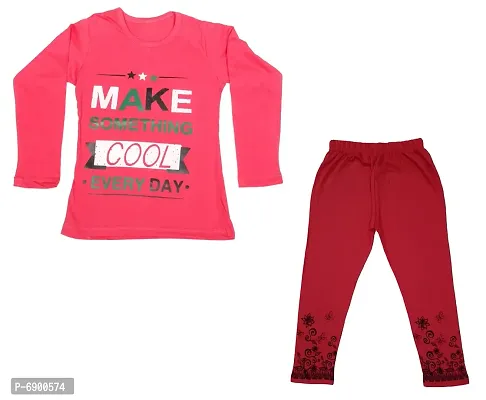 IndiWeaves Girls Combo Pack of Cotton Full Sleeve T-Shirts and Cotton Printed 3/4th Capri Pants (,)