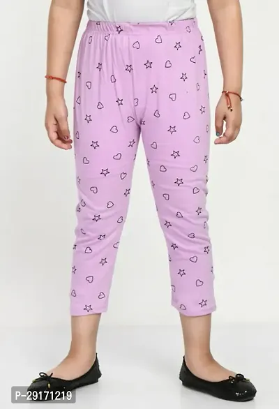 Stylish Pink Cotton Printed Capris For Girls-thumb0