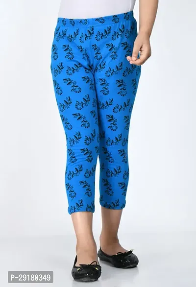 Fabulous Blue Cotton Printed Capri For Girls-thumb0