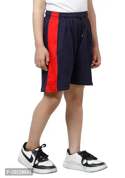 Stylish Navy Blue Cotton Solid Shorts For Boys